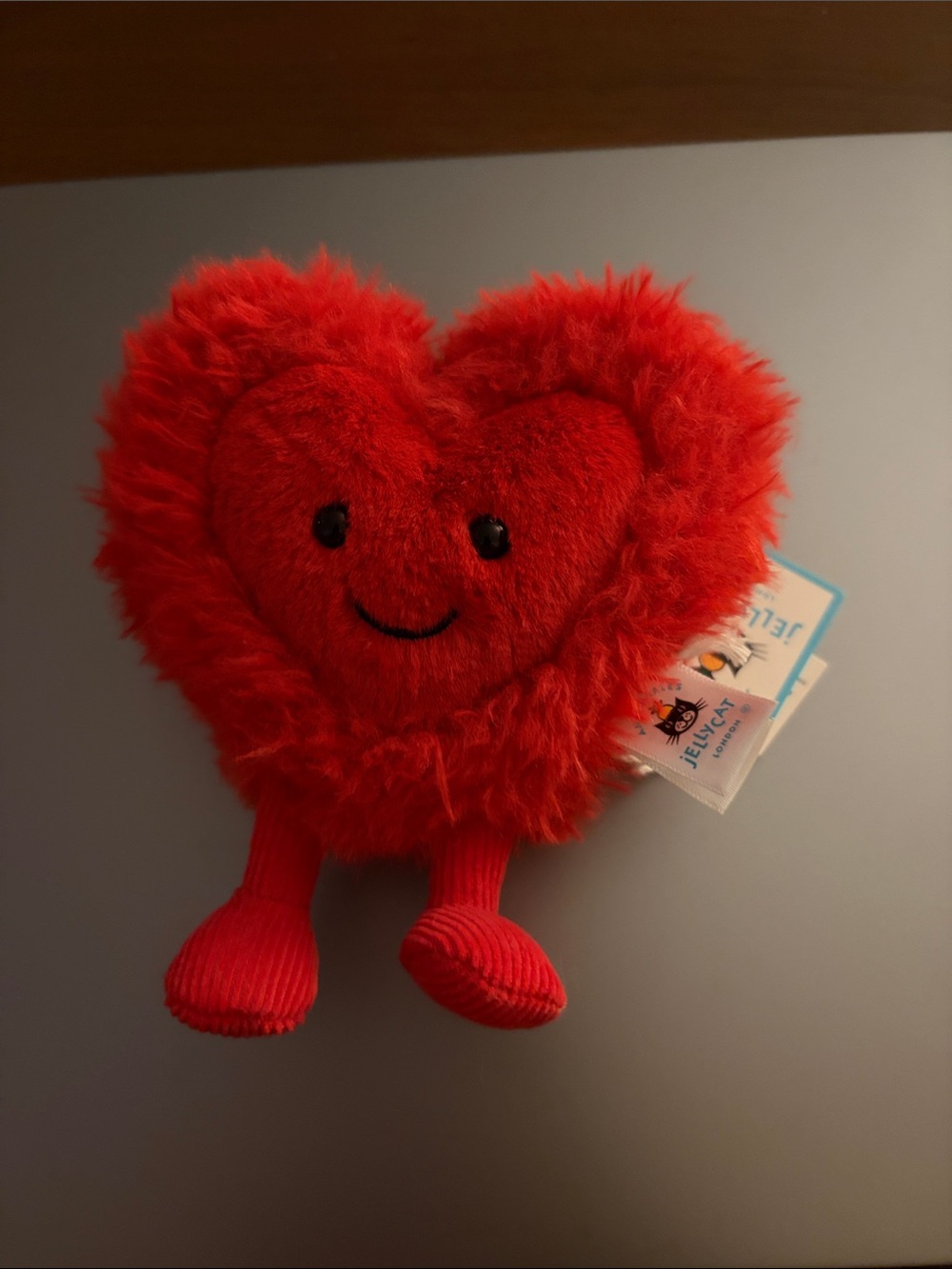 Jellycat Red Fuzzy Heart Plush with Smile